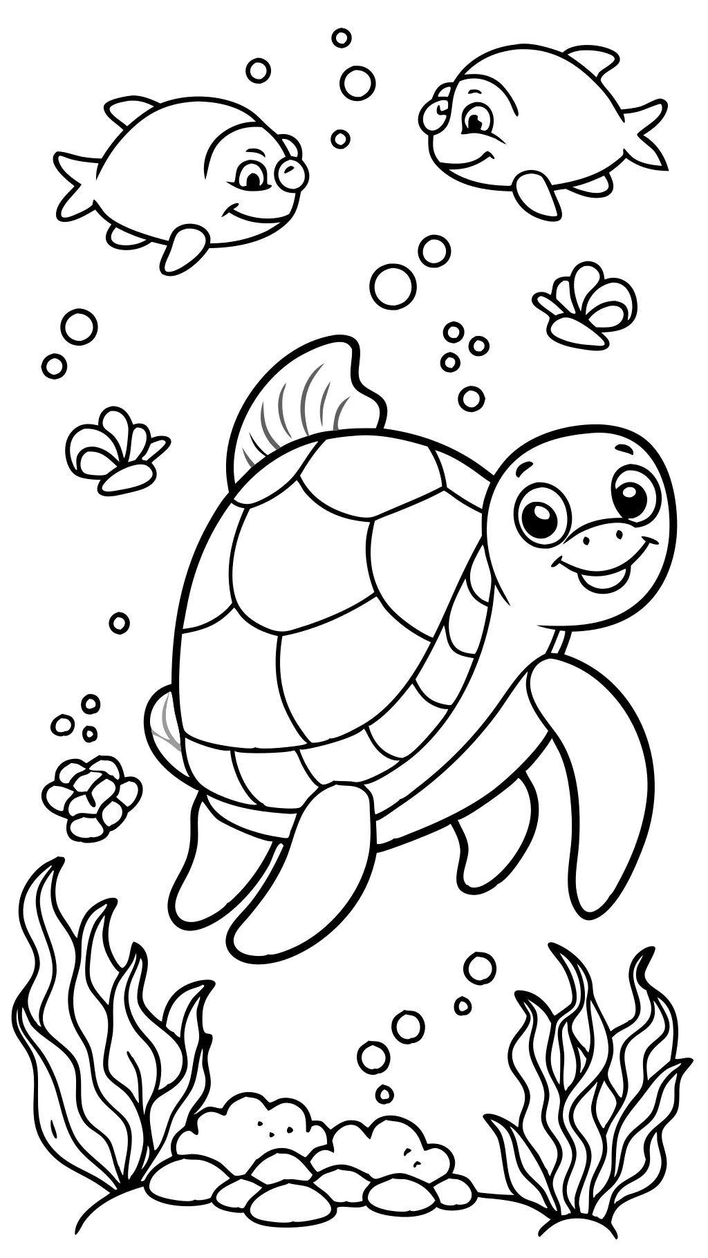 coloriage de tortue de mer mignonne